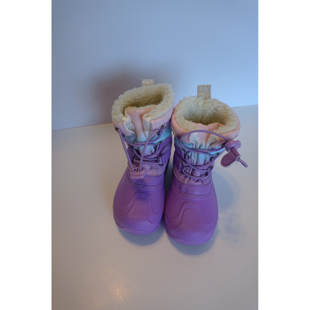 Members Mark Kids Purple Ombre Faux Fur‎ Lined Winter Snow Boots Size 9/10